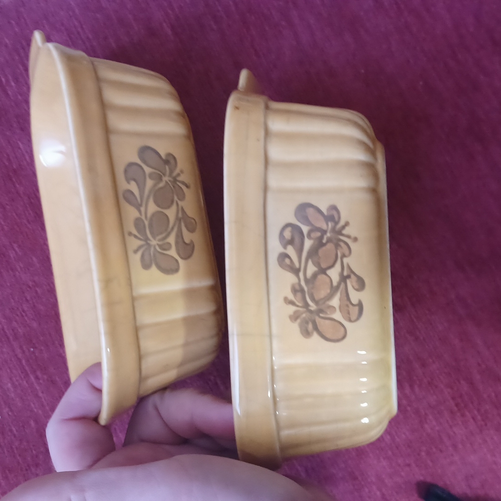 Set of 2 VINTAGE PFALTZGRAFF YELLOW MINI LOAF DISH F.T.D.A. 1983 16 OZ. 